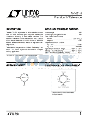 RH1021BM-5 datasheet - Precision 5V Reference