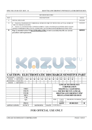 RH1573K_12 datasheet - RH1573K LOW DROPOUT PNP REGULATOR DRIVER DICE