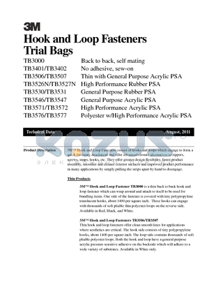TB3000 datasheet - Hook and Loop Fasteners Trial Bags