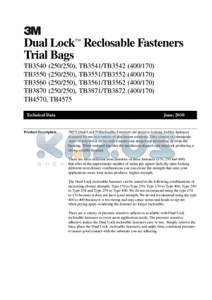 TB3542 datasheet - Dual Lock Reclosable Fasteners Trial Bags