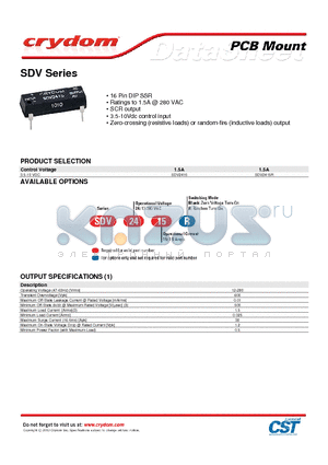 SDV2415 datasheet - Ratings to 1.5A @ 280 VAC