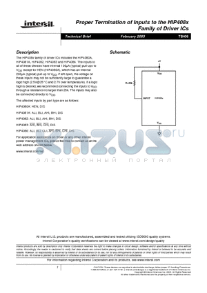 TB406 datasheet - Proper Termination of Inputs to the HIP408x Family of Driver ICs