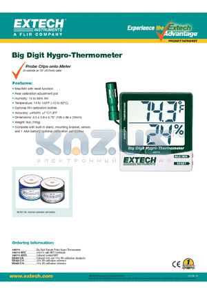 RH300-C75 datasheet - Big Digit Hygro-Thermometer