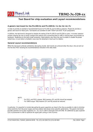 TB502-3X datasheet - Test Board for chip evaluation and Layout recommendations