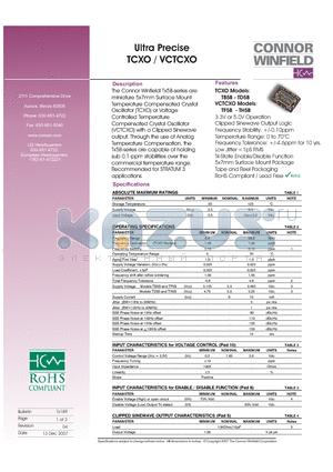 TB5B-019.2M datasheet - Ultra Precise TCXO/VCTCXO