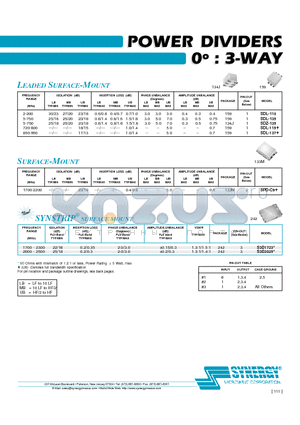 SDZ-135 datasheet - POWER DIVIDERS 0j : 3-WAY