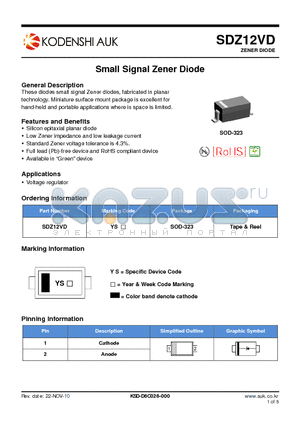 SDZ12VD datasheet - Small Signal Zener Diode