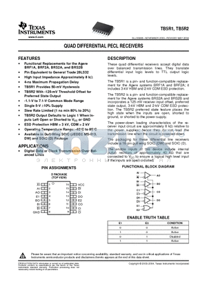 TB5R1D datasheet - QUAD DIFFERENTIAL PECL RECEIVERS