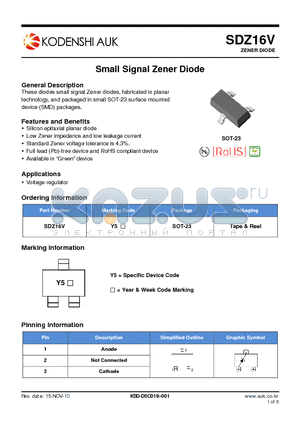 SDZ16V datasheet - Small Signal Zener Diode