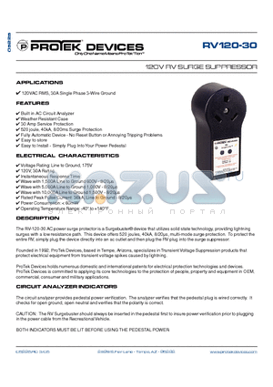 RV120-30 datasheet - 120V RV SURGE SUPPRESSOR