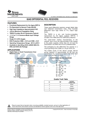 TB5R3DG4 datasheet - QUAD DIFFERENTIAL PECL RECEIVERS