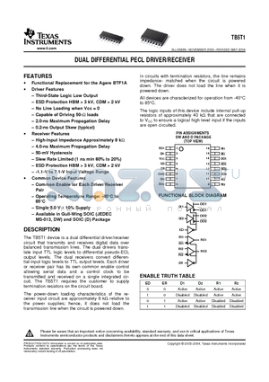 TB5T1LDW datasheet - DUAL DIFFERENTIAL PECL DRIVER/RECEIVER