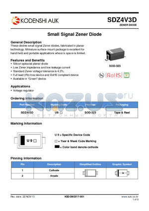 SDZ4V3D datasheet - Small Signal Zener Diode