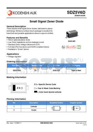 SDZ5V6D datasheet - Small Signal Zener Diode