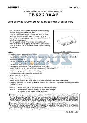 TB62200 datasheet - DUAL-STEPPING MOTOR DRIVER IC USING PWM CHOPPER TYPE