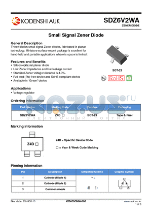 SDZ6V2WA datasheet - Small Signal Zener Diode
