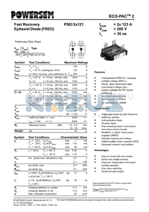 PSEI2X121-02 datasheet - Fast Recovery Epitaxial Diode (FRED)