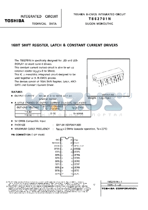 TB62701N datasheet - 16BIT SHIFT REGISTER, LATCH & CONSTANT CURRENT DRIVERS