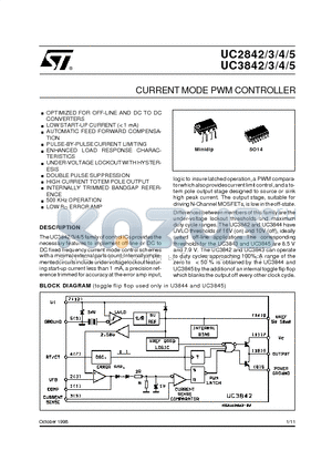 UC2842N datasheet - CURRENTMODE PWM CONTROLLER