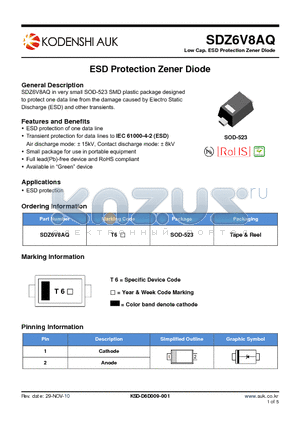 SDZ6V8AQ datasheet - ESD Protection Zener Diode