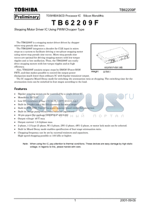 TB62209F datasheet - Stepping Motor Driver IC Using PWM Chopper Type