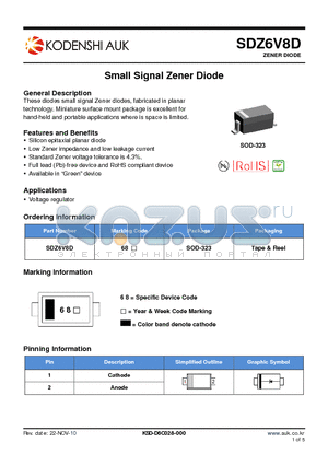 SDZ6V8D datasheet - Small Signal Zener Diode