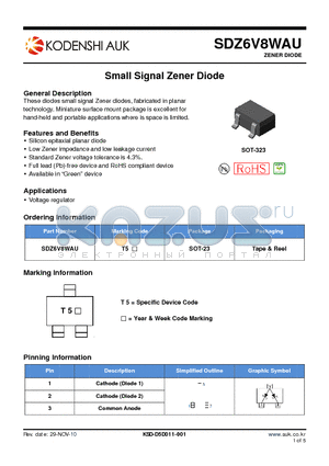 SDZ6V8WAU datasheet - Small Signal Zener Diode