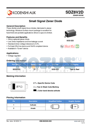 SDZ8V2D datasheet - Small Signal Zener Diode