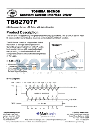 TB62707F datasheet - 8 Bit Constant Current LED Driver with Latch Function