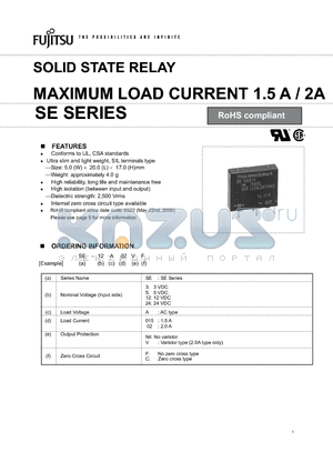 SE-12A015VF datasheet - SOLID STATE RELAY MAXIMUM LOAD CURRENT 1.5 A / 2A