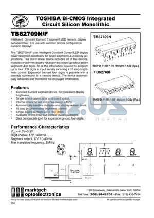 TB62709F datasheet - 7-SEGMENT DRIVERS WITH BUILT-IN DECODERS (COMMON ANODE CAPABILITY, MAXIMUM 4-DIGIT CONTROL)