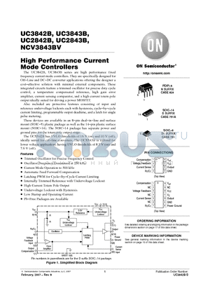 UC2843BD1R2G datasheet - High Performance Current Mode Controllers