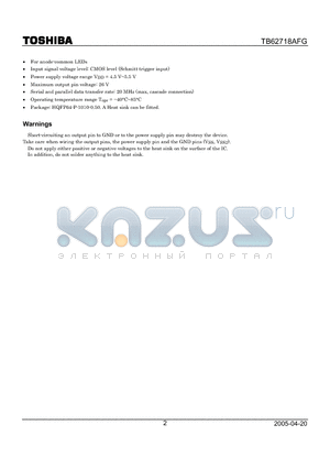 TB62718AFG datasheet - Controller and Driver for Full-color LED Modules and Panels