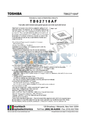 TB62718AF datasheet - FULL COLOR LED MODULE AND PANEL SPECIAL CONTROLLER AND LED DRIVER