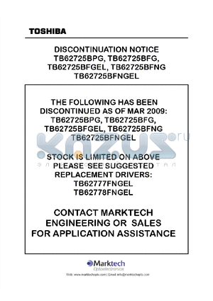 TB62725BFG datasheet - 8bit ConstantCurrent LED Driver of the 3.3V and 5V Power Supply Voltage Operation