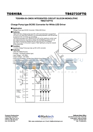 TB62733FTG datasheet - Charge Pump type DC/DC Converter for White LED Driver
