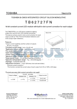 TB62727FN datasheet - 16-bit constant current LED module with built-in dot-current correction for each output