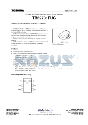 TB62731FUG datasheet - Step-up DC-DC Converter for White LED Driver