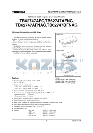 TB62747AFNG datasheet - 16-Output Constant Current LED Driver