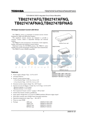 TB62747BFNAG datasheet - 16-Output Constant Current LED Driver