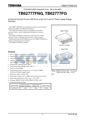 TB62777FG datasheet - 8-Channel Constant-Current LED Driver
