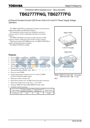 TB62777FNG datasheet - 8-Channel Constant-Current LED Driver