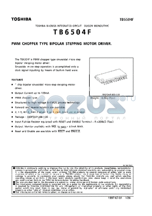 TB6504F datasheet - PWM CHOPPER TYPE BIPOLAR STEPPING MOTOR DRIVER