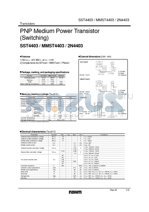 SST4403 datasheet - PNP Medium Power Transistor (Switching)