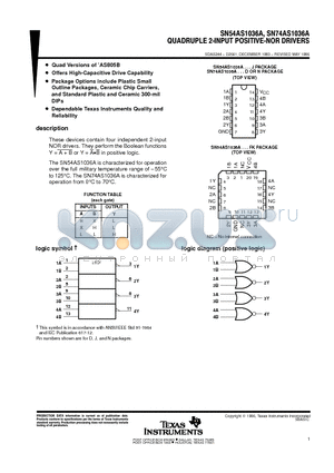 SN74AS1808N datasheet - HEX 2-INPUT AND DRIVER