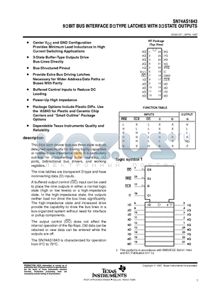SN74AS1843 datasheet - 9-BIT BUS INTERFACE D-TYPE LATCHES WITH 3-STATE OUTPUTS