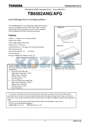 TB6562ANG_07 datasheet - Dual Full-Bridge Driver IC for Stepping Motors