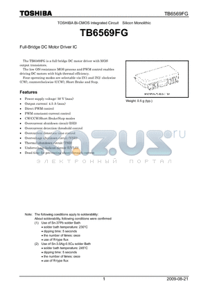 TB6569FG datasheet - Full-Bridge DC Motor Driver IC