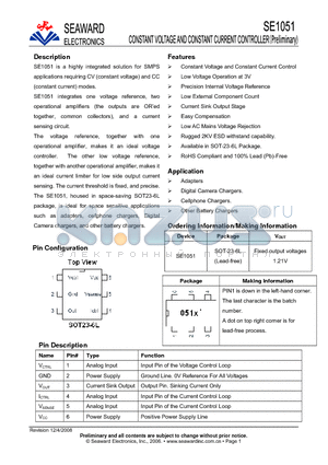 SE1051 datasheet - Constant Voltage and Constant Current Controller