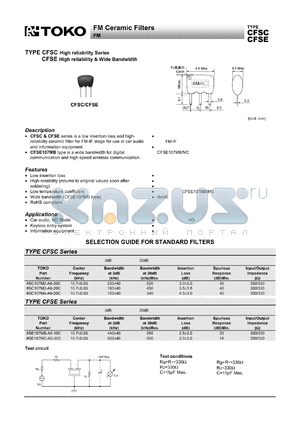 SE107MB-A0-10C datasheet - FM Ceramic Filters